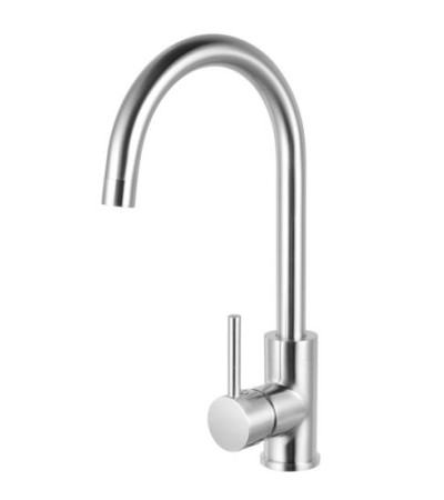 Round Brushed Nickel Kitchen Sink Mixer Tap