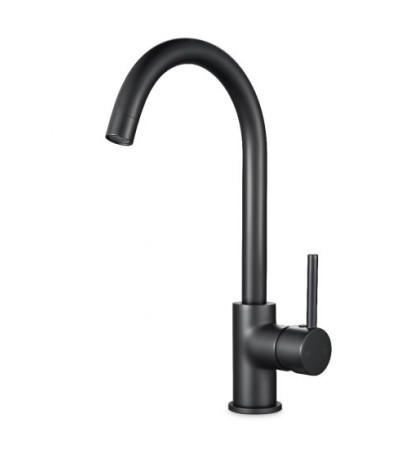 Round Matt Black Kitchen Sink Mixer Tap