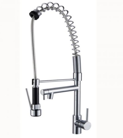 Spring Chrome Double Spout Kitchen Sink Mixer Tap