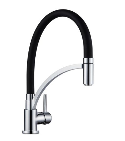 Brass Pull Down Rubber Spout Kitchen Mixer