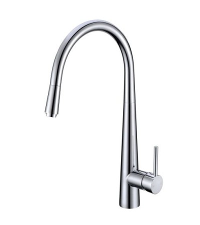 Round Chrome Pull Out Kitchen Sink Mixer Tap